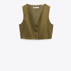 Olive Green Buttoned Vest and Shorts Set vest size L short size M